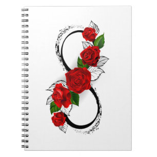 Carnet Symbole d'infini avec les roses rouges
