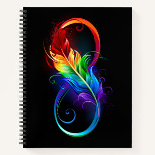 Carnet Symbole d'infini avec plume arc-en-ciel