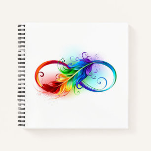 Carnet Symbole d'infini avec plume arc-en-ciel