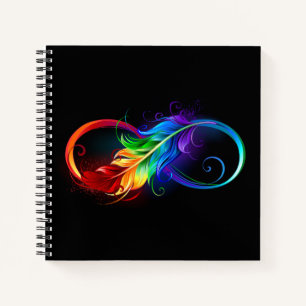 Carnet Symbole d'infini avec plume arc-en-ciel