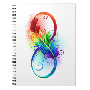 Carnet Symbole d'infini avec plume arc-en-ciel