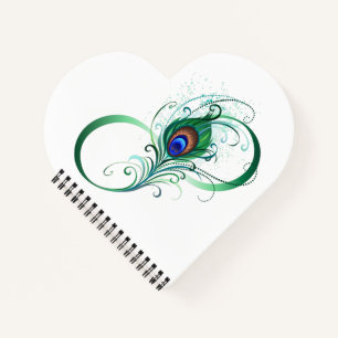 Carnet Symbole d'infini avec plume de paon