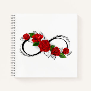 Carnet Symbole d'infini avec roses rouges