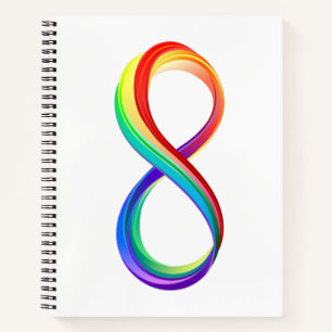 Carnet Symbole d'infinité arc-en-ciel stratifié