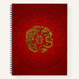 Carnet Symbole du Bonheur Double avec Phoenix et Dragon