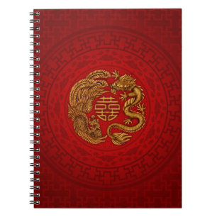 Carnet Symbole du Bonheur Double avec Phoenix et Dragon
