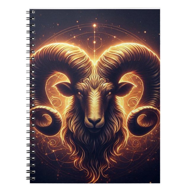 Carnet Symbole du zodiaque Bélier doré (Devant)