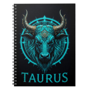 Carnet Symbole du zodiaque Taureau en bleu et or vibrant