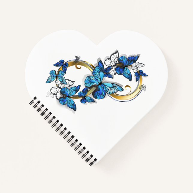 Carnet Symbole infini de papillons Morpho bleus (Devant)