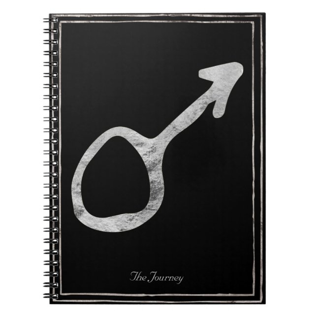 Carnet Symbole martelé d'argent stylisé planète Mars (Devant)