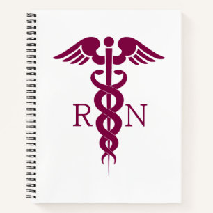 Carnet Symbole Médicale rouge Caduceus Nurse