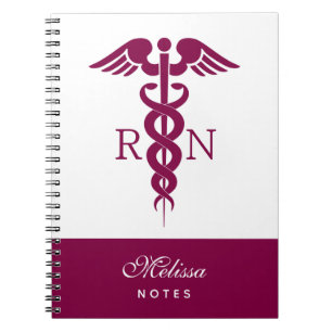 Carnet Symbole Médicale rouge Caduceus Nurse