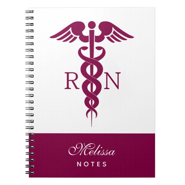 Carnet Symbole Médicale rouge Caduceus Nurse (Devant)