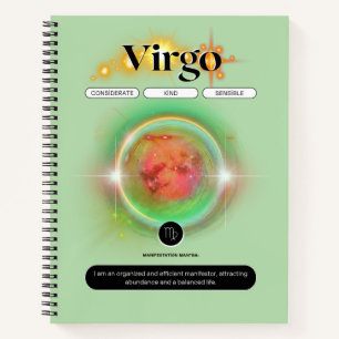 Carnet Symbole moderne Zodiac Virgo Quote Élément Terre