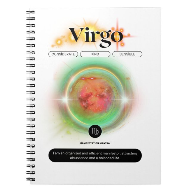 Carnet Symbole moderne Zodiac Virgo Quote Élément Terre (Devant)