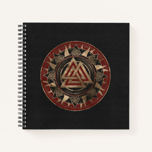 Carnet Symbole noix Noir et Rouge Cuir et or