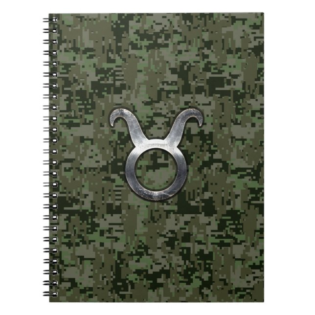 Carnet Symbole Taurus Zodiac sur Camo numérique vert (Devant)
