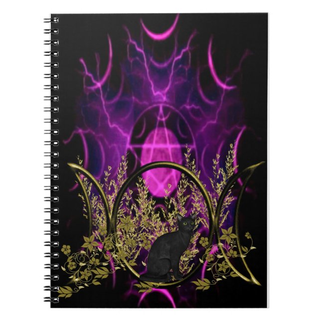 Carnet Symbole triple de lune - chat noir (Devant)