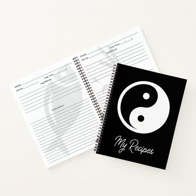 Carnet Symbole Yin Yang - dessin de tatouage solide 2 (Intérieur)
