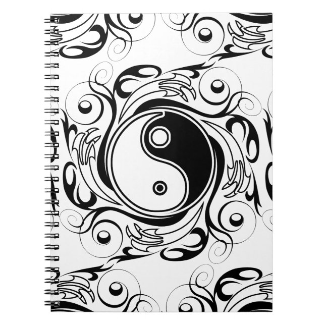 Carnet Symbole Yin & Yang Tatouage Noir et Blanc (Devant)