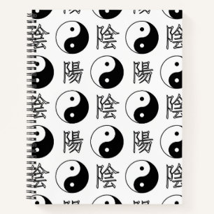 Carnet SYMBOLE YINyang Blanc Motif chinois