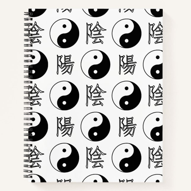 Carnet SYMBOLE YINyang Blanc Motif chinois (Devant)