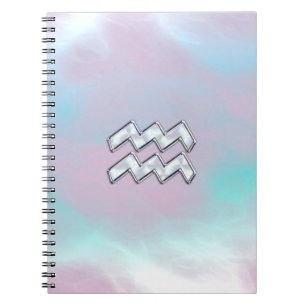 Carnet Symbole Zodiaque Aquarius sur Mère de Pearl Nacre