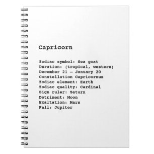 Carnet SYMBOLE Zodiaque Capricorne Astrologie noir blanc