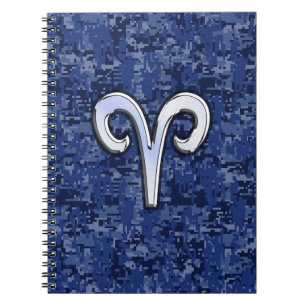 Carnet Symbole Zodiaque de Aries moderne Marine Camo numé