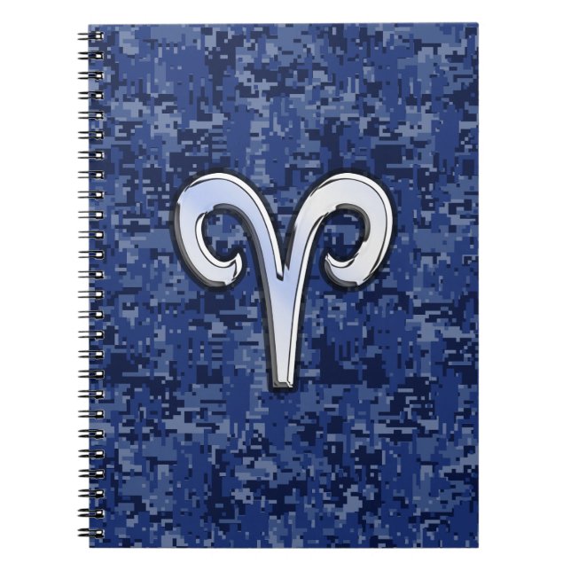 Carnet Symbole Zodiaque de Aries moderne Marine Camo numé (Devant)