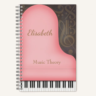 Carnet Symboles de musique Whimsical Pink Grand Piano Per