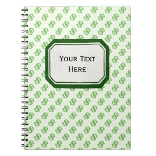 Carnet Symboles dollar sur le vert avec l'étiquette