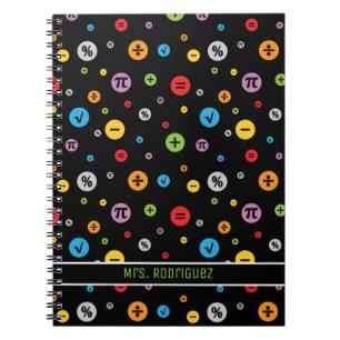 Carnet Symboles mathématiques dans les cercles colorés