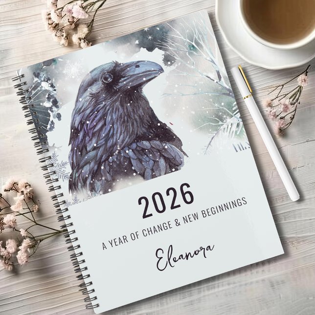 Carnet Symbolisme du corbeau pour l'année de changement 2 (2026 Year of Change and New Beginnings Raven Symbolism 8.5x11 Notebook)