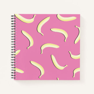 Carnet Sympa Banana Motif Spiral Notebook rose Jaune