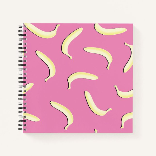 Carnet Sympa Banana Motif Spiral Notebook rose Jaune (Devant)