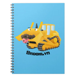 Carnet Sympa joli caractère de dessin animé au bulldozer