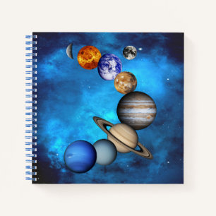 Carnet Système Solaire - Nos Planètes Sur Un Ciel Bleu