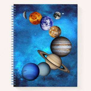 Carnet Système Solaire - Nos Planètes Sur Un Ciel Bleu