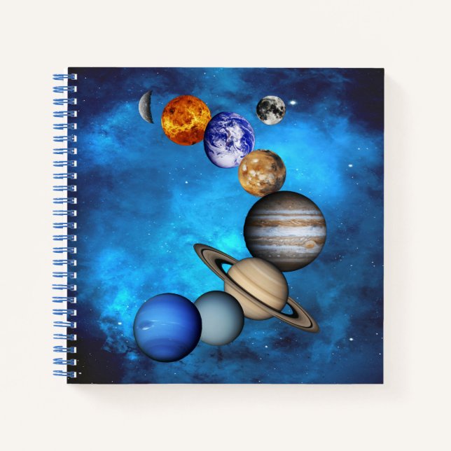 Carnet Système Solaire - Nos Planètes Sur Un Ciel Bleu Pr (Devant)