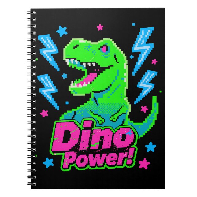 Carnet T-Rex Pixel Puissance Dino Arcade Rétro (Devant)