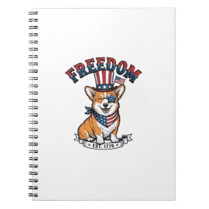 Carnet T-Shirt à gravure vintage Corgi patriotique de lib