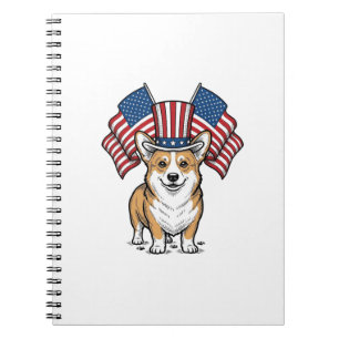 Carnet T-shirt avec gravure vintage de chien Corgi patrio