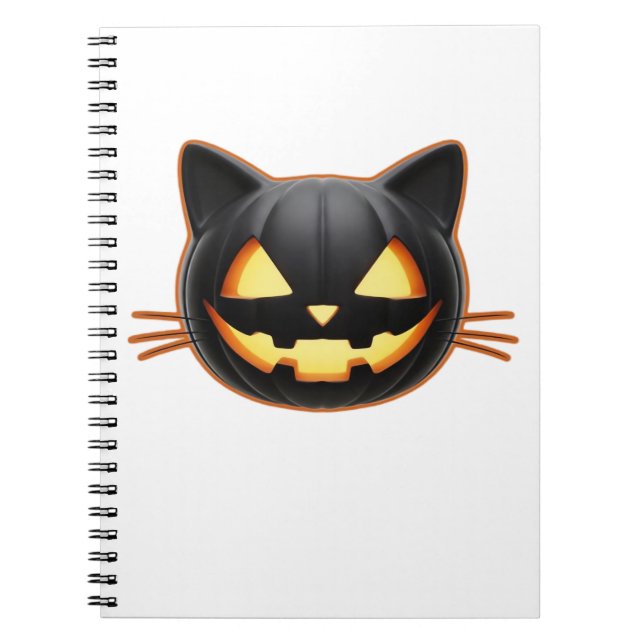 Carnet T-shirt classique emoji Jack o'Lantern chat noir (Devant)
