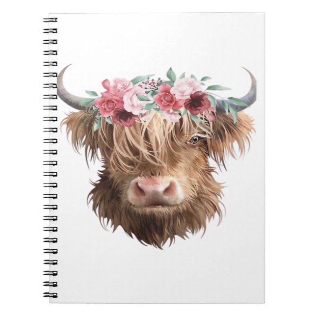 Carnet T-shirt classique Peinture de vache Highland (Devant)