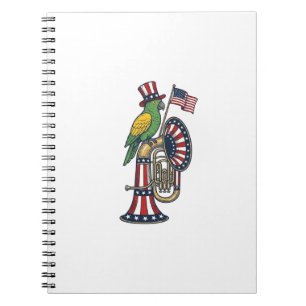 Carnet T-shirt design musique gravure vintage oiseau patr