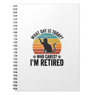 Carnet T-Shirt Dessin Citation Drôle de Chat Retraité Vin