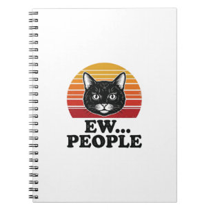 Carnet T-shirt drôle de chat noir ew personnes rétro sole