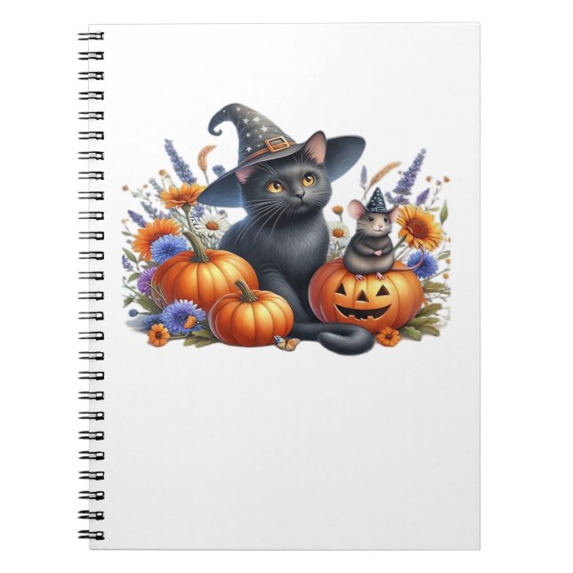 Carnet T-Shirt Essentiel de la souris de chat d'Halloween (Devant)