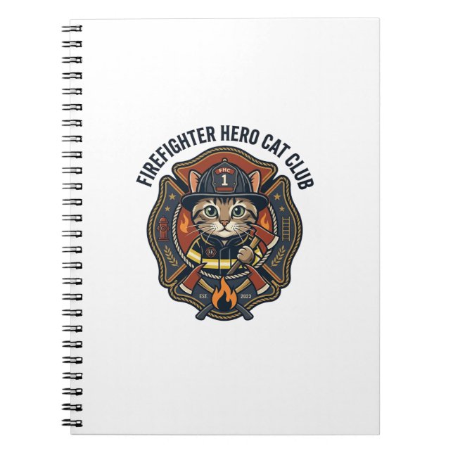 Carnet T-shirt graphique chat héros pompier - Feu (Devant)